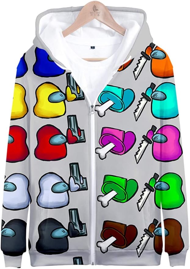 Silver Basic Mens 2020 Fashion Video Game Among Us Hoodie Jacket Coat