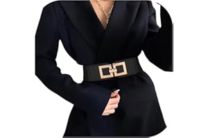 WAIST WOW Wide Belts for Women Fashion Elastic Belt for Dresses Vintage Waist Belt Ladies Stretchy Belt Gold Buckle
