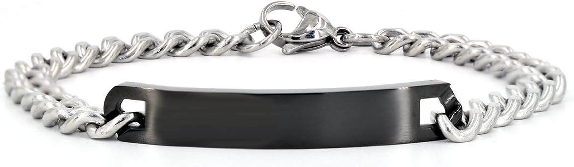 NEHZUS Mens and Womens Custom Engraving Stainless Steel Bracelets Personalized Gift for Couples