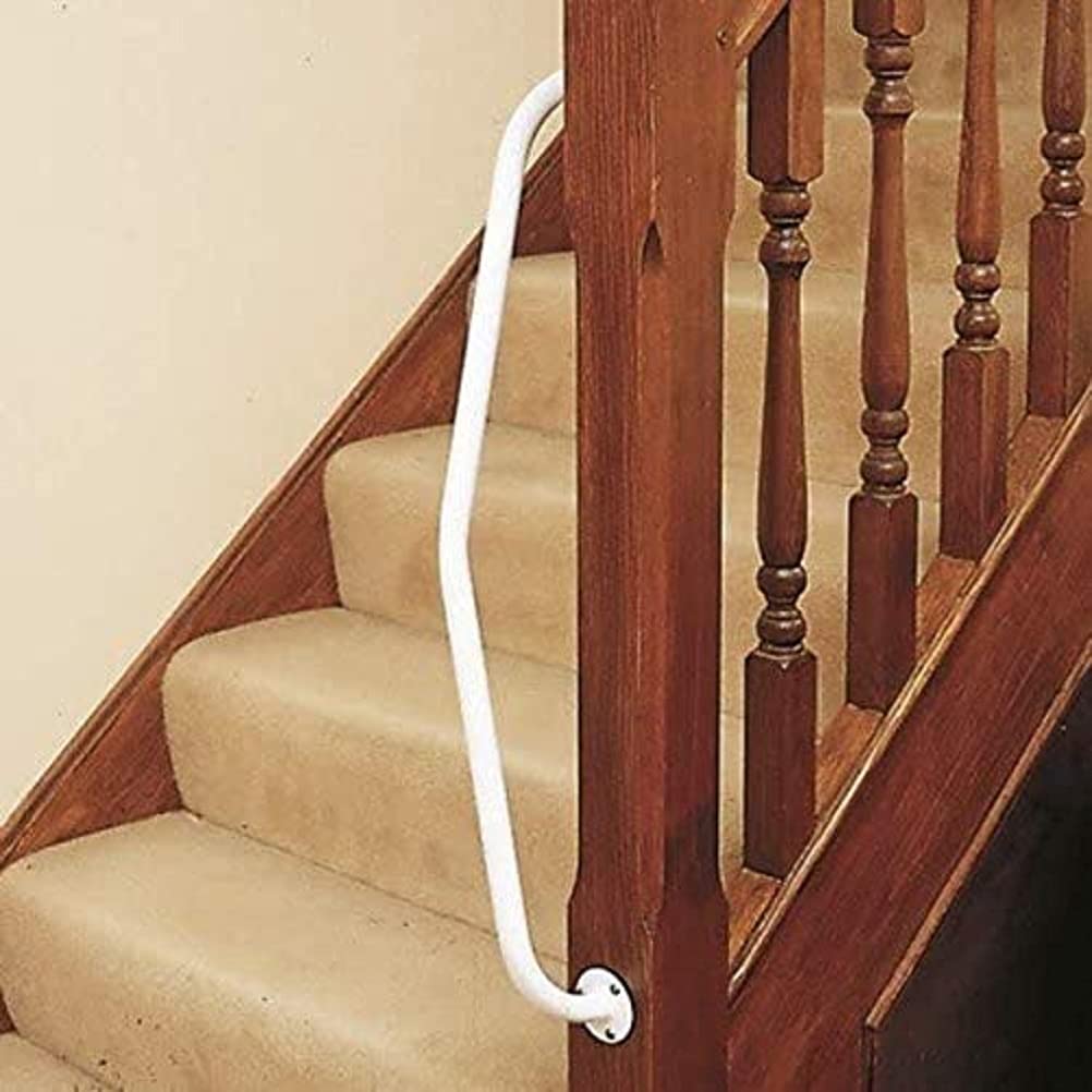 HOMECRAFT Steel Newel Rail, Epoxy Coated Steel Grab Rail, Safety Support Rail, Turns 90°, Ideal for Stair Posts, Comfortable and Easy Grip, Left Hand Side (Eligible for VAT Relief in the UK)