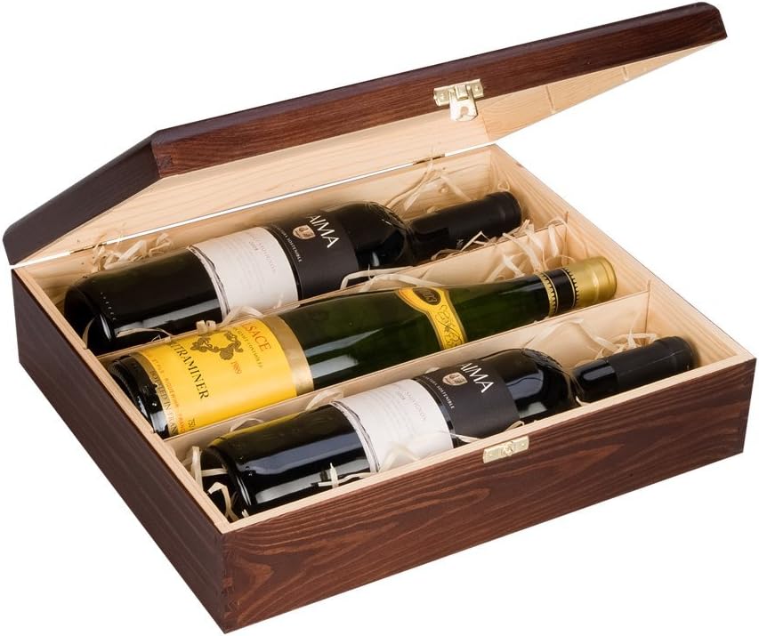 Triple Bottle, Wooden Luxury Gift Box for Wine, Champagne or Whisky
