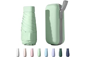 Xiuying Feng Mini Travel Umbrella Purse with Case Compact, Lightweight, UV Umbrella UPF 50+ Sun Protection, Windproof Portable Parasol for Women, Men & Kids
