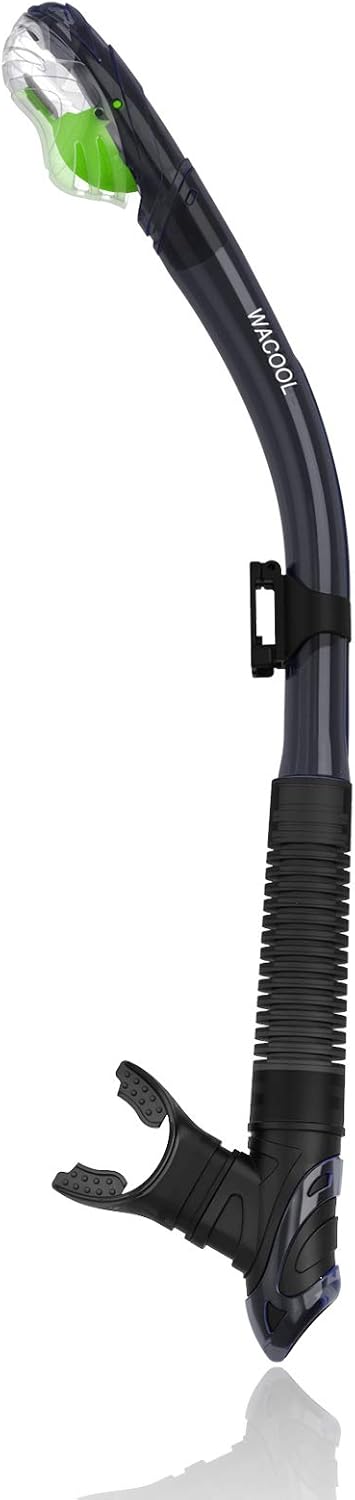 WACOOL Dry Top Snorkel Tube Comfortable Mouthpiece One-Way Purge Valve with Buckle for Pool Open Water Scuba Lap Swimming Swimmer Training Diving Snorkeling (Black) : Sports & Outdoors