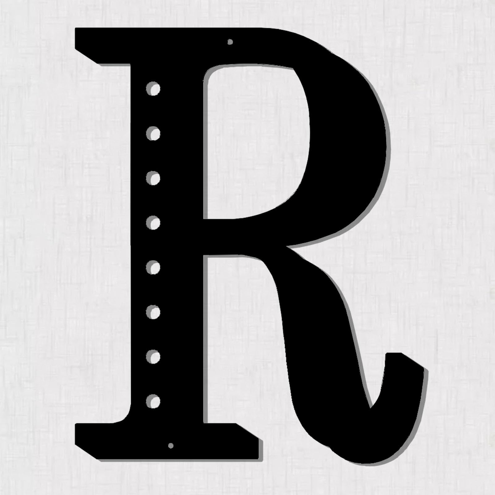 Resama 11'' Black Metal Letters for Wall Decor, Visual 3D Large Alphabet, Decorative Farmhouse Hanging Letter Sign for Living Room Bedroom Office Home Party (R)