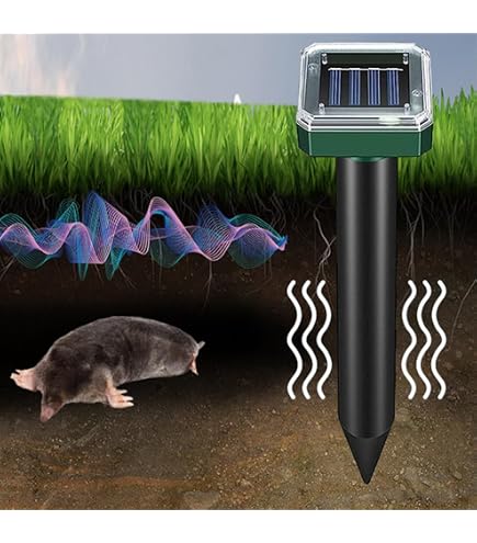 Solar Powered Ultrasonic Mole & Rodent Repeller Spike – Waterproof, Covers 650 Sq M, For Garden & Yard