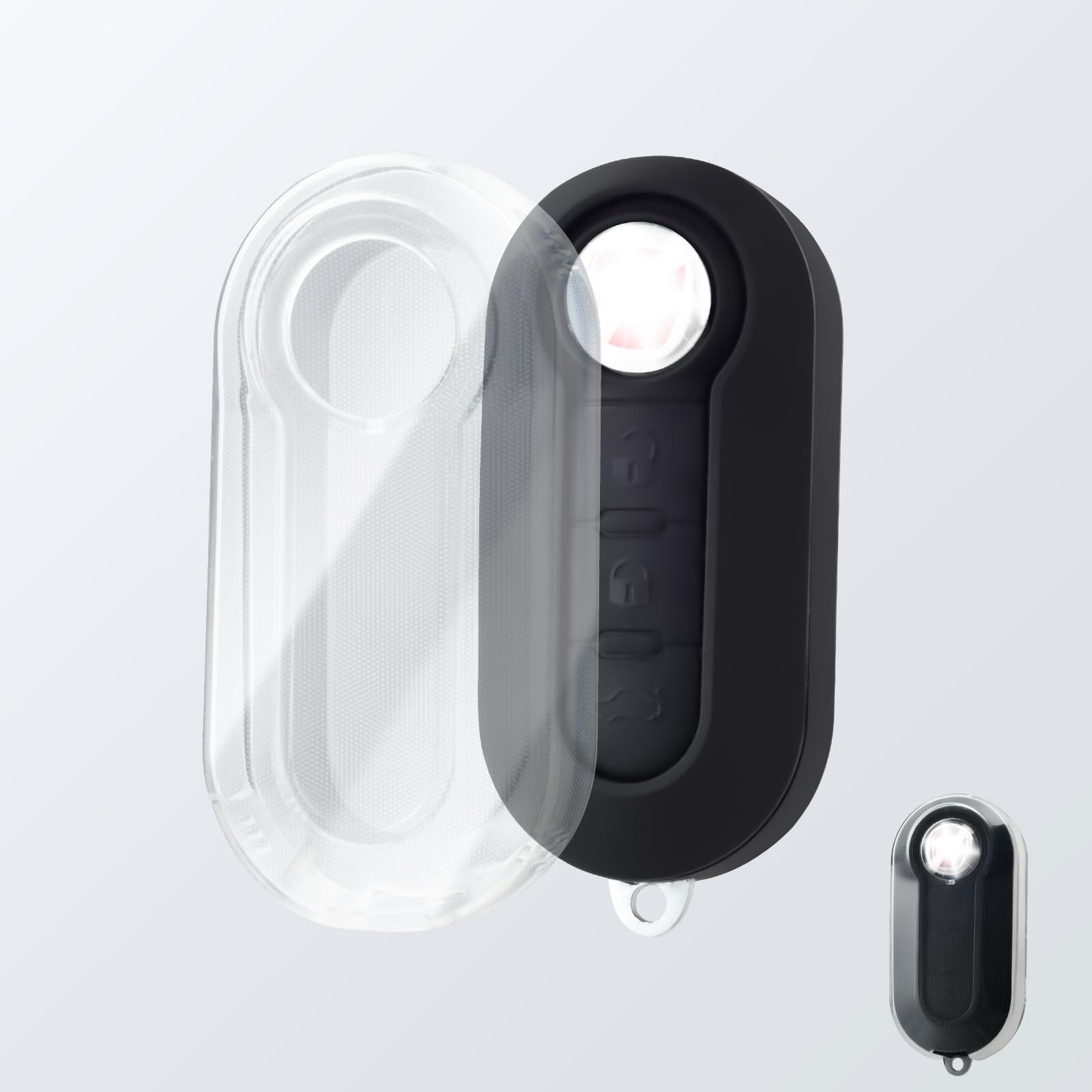 OFFCURVE Transparent Car Key Case Car Key Cover Key Fob Cover Key Cover Case Suitable for FIAT 500 Lancia Punto Panda Ypsilon Delta Grande Bravo Musa Flip Falten