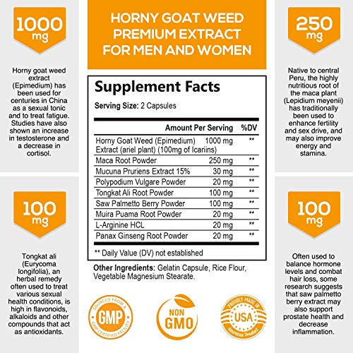 Horny Goat Weed Extra Strength for Men & Women 1560mg [10X Strength Icariins] w/Maca, Tribulus, L-Ar - //medicalbooks.filipinodoctors.org