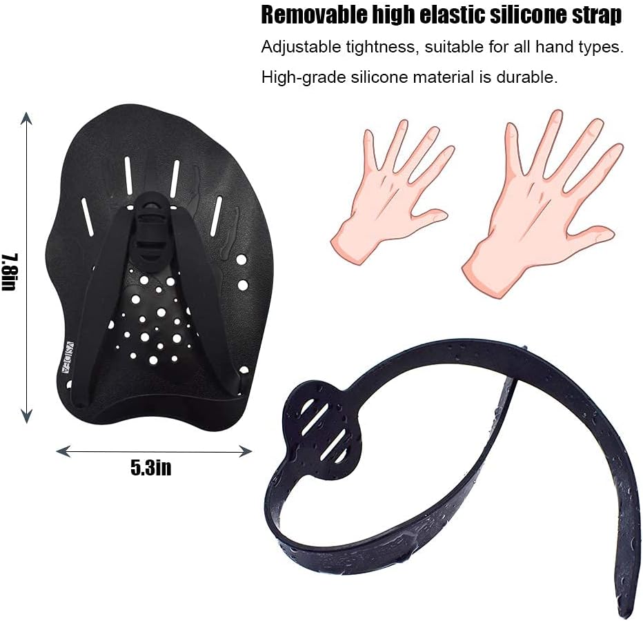 Vsidea Contoured Swim Hand Paddles with Silicone Ear Plugs and Nose Clip, Professional for Swimming Trainning Exercise : Sports & Outdoors