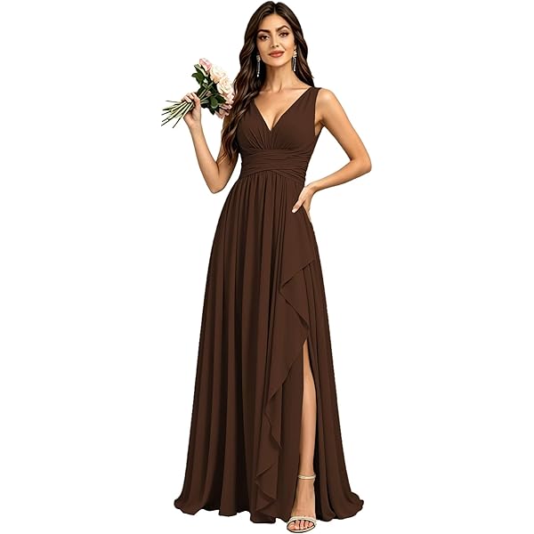 offsum womens sleeveless dress bridesmaid Pairuodas Womens Bridesmaid Dress Cowl Neck Sleeveless A Line Chiffon Floor Length Formal Dress Black at Amazon Women's Clothing store