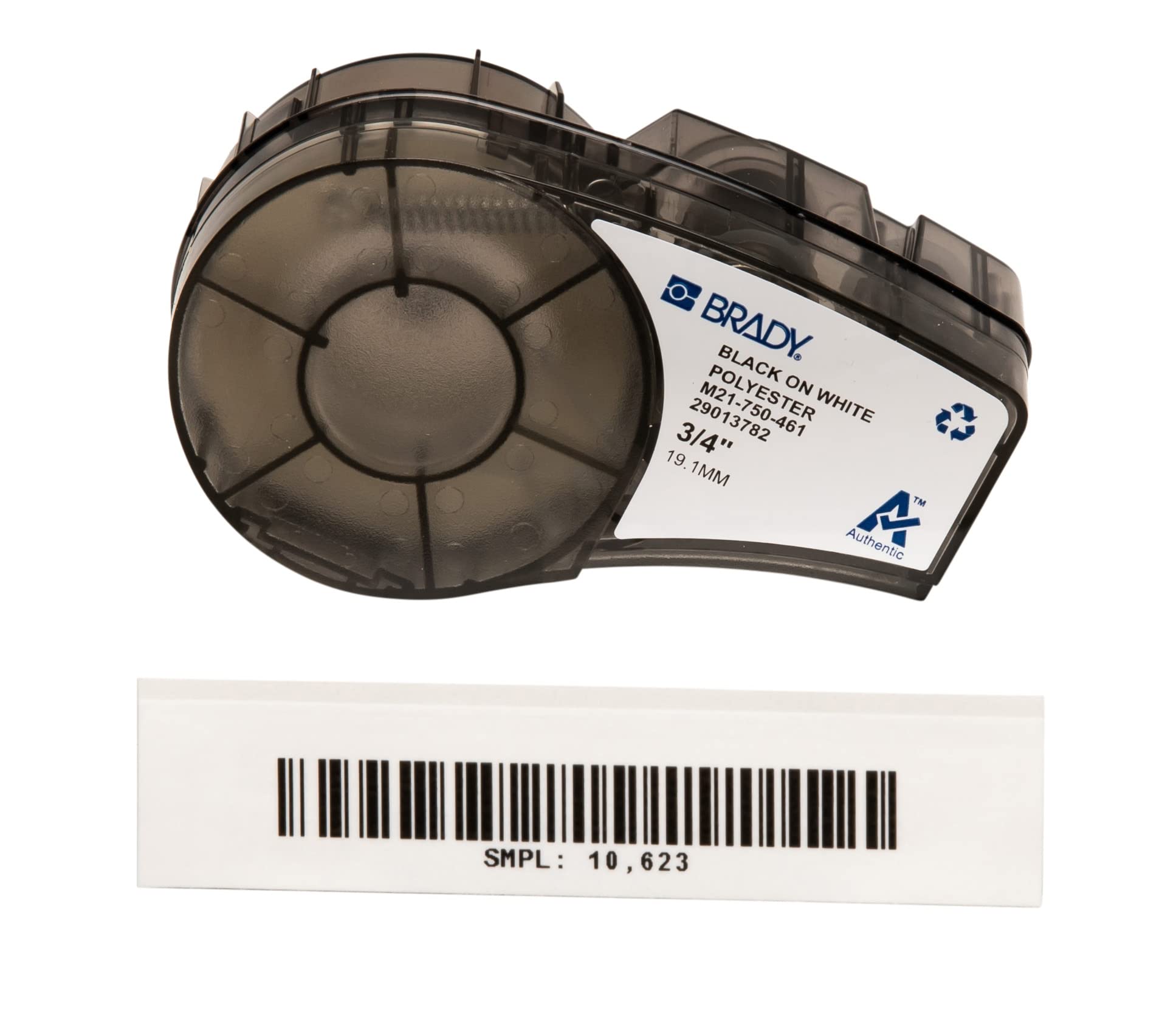 Brady Polyester Label Tape for Label Printers M210 & M211 – Self-Laminating Cryogenic Laboratory Labels – Black on White (19,05 mm x 6,40 m) – M21-750-461-AW