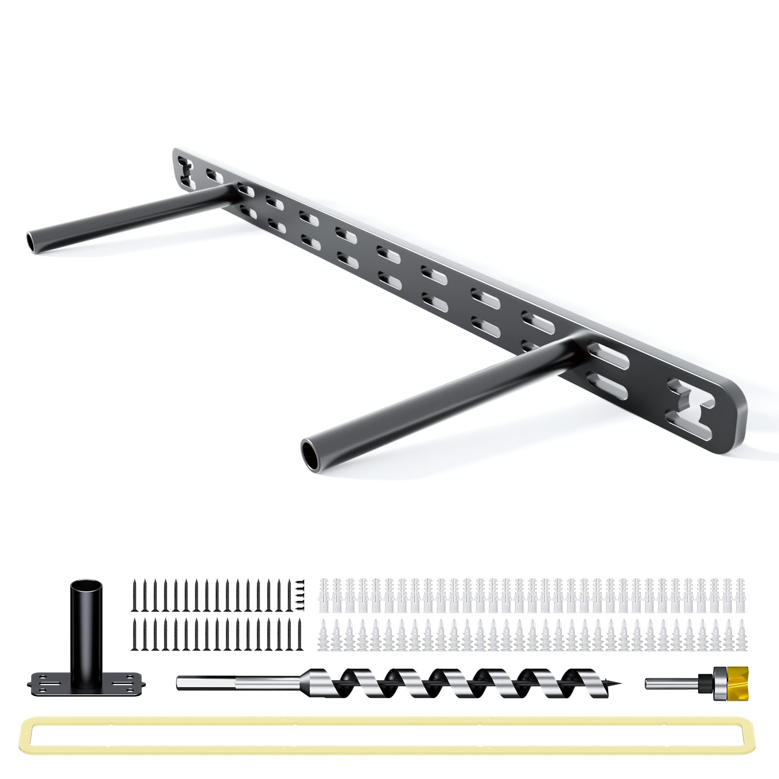 Photo 1 of 1pc Floating Shelf Bracket Heavy Duty,Decorative Floating Shelf Hardware Hidden Black Metal Fireplace Mantel Brackets (18"X4"X1.0" with Tools)