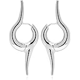 Premium Quality | 18K Platinum Plated Spike Hoop Earrings For Women | Lightweight & Comfortable | Haute Couture Aesthetics | Pump Up The Gem | US Brand |