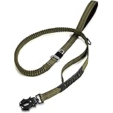 TINMARDA Heavy Duty Dog Leash with 2 Padded Handles & Advanced Easy Metal Clip, 4-6FT Shock Absorbing No Pull Dog Leashes for Medium Large Dogs That Pull (Army Green)