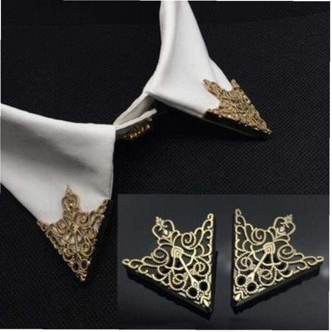 1 Pair Mens Brooches for Suit Golden Palace Retro Hollow Pattern Shirt Lapel Pin Buckle Angle Triangle