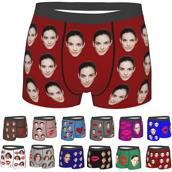 Boxers Personalizados Con Cara Para Hombre - Regalo Divertido Para Novio O Esposo, Cuadros Rojo/Azul, Tallas De S A 5XL