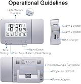 Queta Digital Projection Alarm Clock Time Temperature Humidity Dual Alarm view 5
