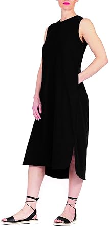 black midi length shift dress