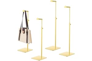Landhoow 4 Pcs Stainless Steel Purse Display Stand Handbag Display Stand Rack Adjustable Height Holder Stand Set for Boutique Store Home Store Counter Shelf Floor Props Decors