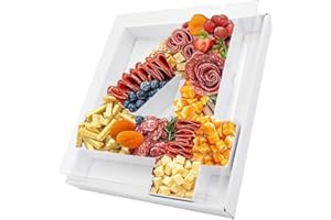 KAFUCIZE 12.5inch Fillable Paper Mache Number Letter Cardboard Cutouts Charcuterie Board Food Sweet Cupcake Tray Party Decorative Box (Number 4, White)