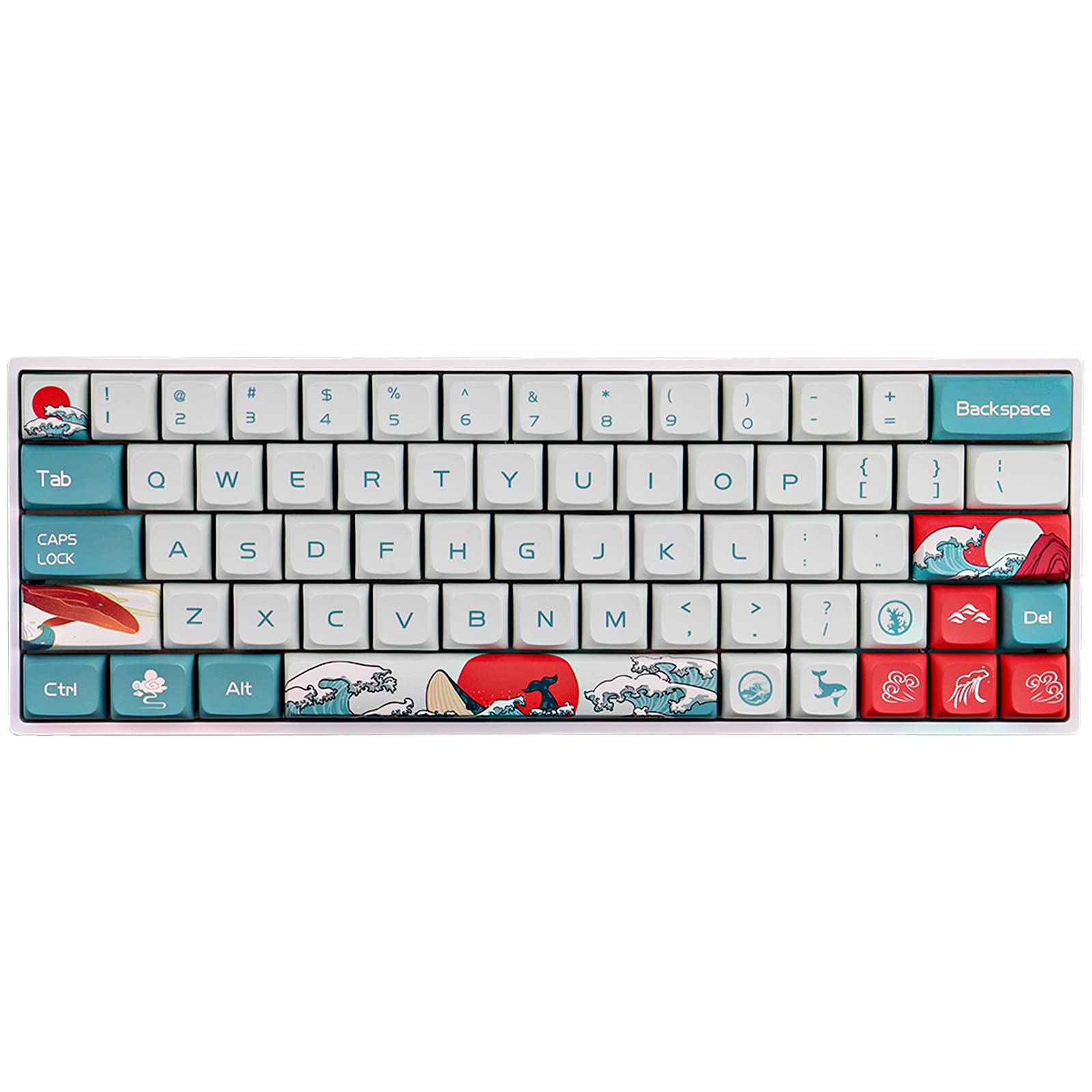 Sunzit Keycaps, 104 Keycaps OEM PBT Keycaps Komplettset Keycap PBT Dye Sublimation Keycap für GH60 / RK61 / ALT61 / Annie/Keyboard Poker Keys (nur Keycaps