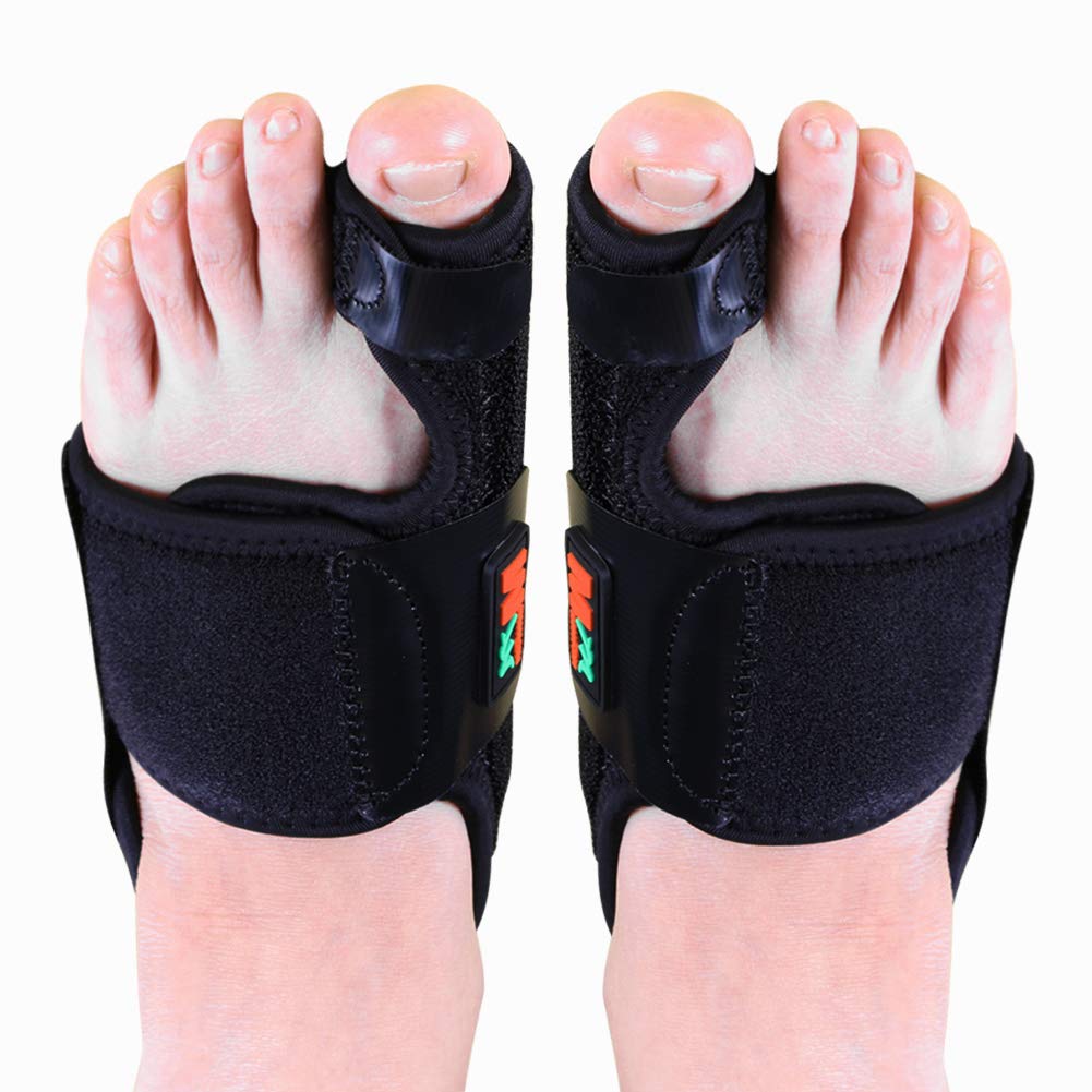 Keenso Hallux Valgus Corrector, 1Pair Adjustable Bunion Corrector Feet Pain Relief Toe Separators Day Night Support Foot Protector Splint for Men and Women (Black) Sports gear