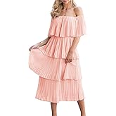 ETCYY Women's Off The Shoulder Ruffles Summer Wedding Guest Loose Casual Chiffon Long Party Beach Maxi Dress