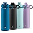 Pogo Active Vacuum Insulated Stainless Steel Water Bottle with Leak Proof Chug Lid and Silicone Carry Loop, Powdercoat, Poseidon, 18 oz