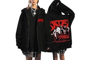 MSSODA Kpop Stray Kids 2024 World Tour Hoodie Jacket, Felix Hyunjin Bangchan Lee Know Zippered Sweatershirts Coat