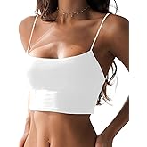 Abasona Women's Sexy Spaghetti Strap Camisole Tank Tops Y2k Tube Slim Fitted Yoga Basic Cami Crop Top