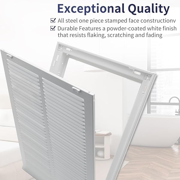 HOWEALL 14″W X 20″H [DUCT OPENING SIZE] STEEL RETURN AIR FILTER GRILLE – REMOVABLE FACE/DOOR FOR 1 INCH FILTERS -HVAC VENT COVER GRILL – WHITE [OUTER DIMENSIONS: 16 5/8″W X 22 5/8″H]