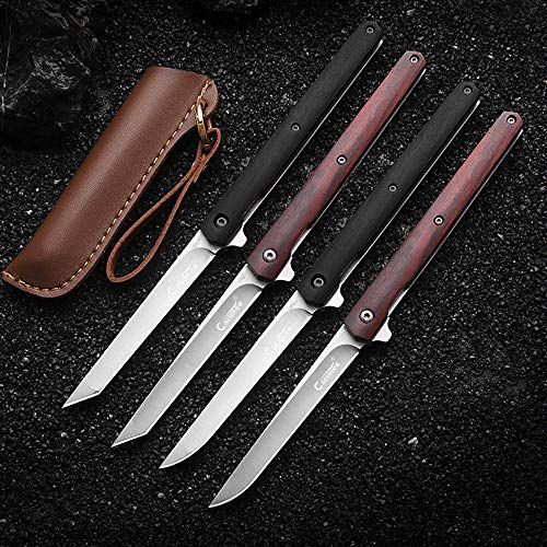 Carimee Folding Pocket Knife 4 inch Slim Pocket Knife with Case D2