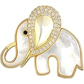 Alilang Golden Tone Brown Rhinestones Animal Elephant Trunk Brooch Pin
