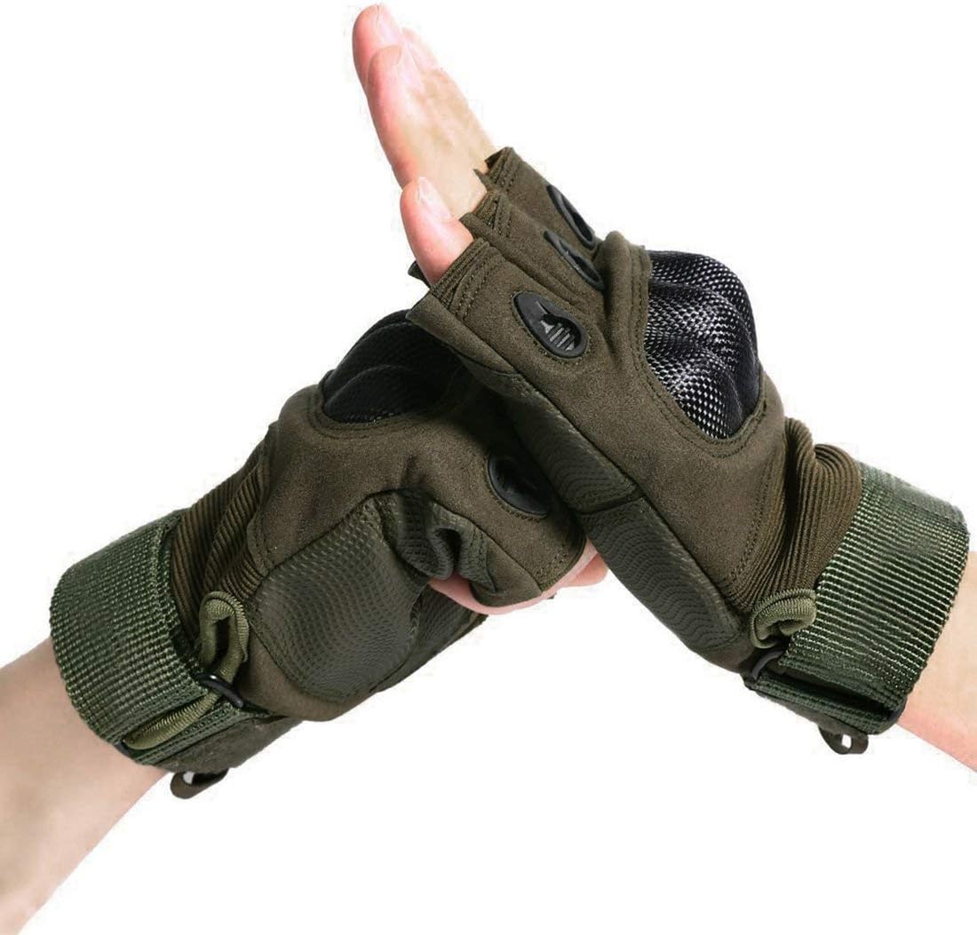 BeiLan 1 pair Men's Full Fingers and Half Fingers Work Glove for Motorcycle Bike Cycling Camping Climbing Hiking Cross Country Ski Outdoor Sports Fingerless Gloves (M,L,XL)