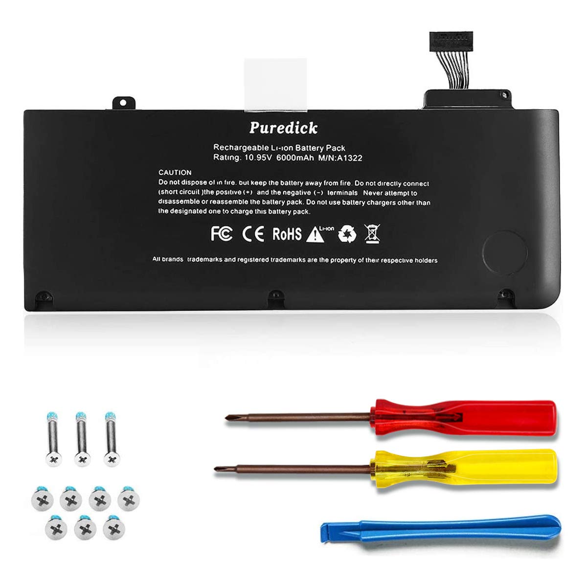 Puredick A1322 A1278 Battery for MacBook Pro Battery 13 inch Mid 2012 2010 2009 Early &amp; Late 2011, Fit for MacBookPro 5,5 7,1 8,1 9,2 MacBook pro A1278 A1322 Battery [12-Month Warranty 10.95V/63.5Wh]