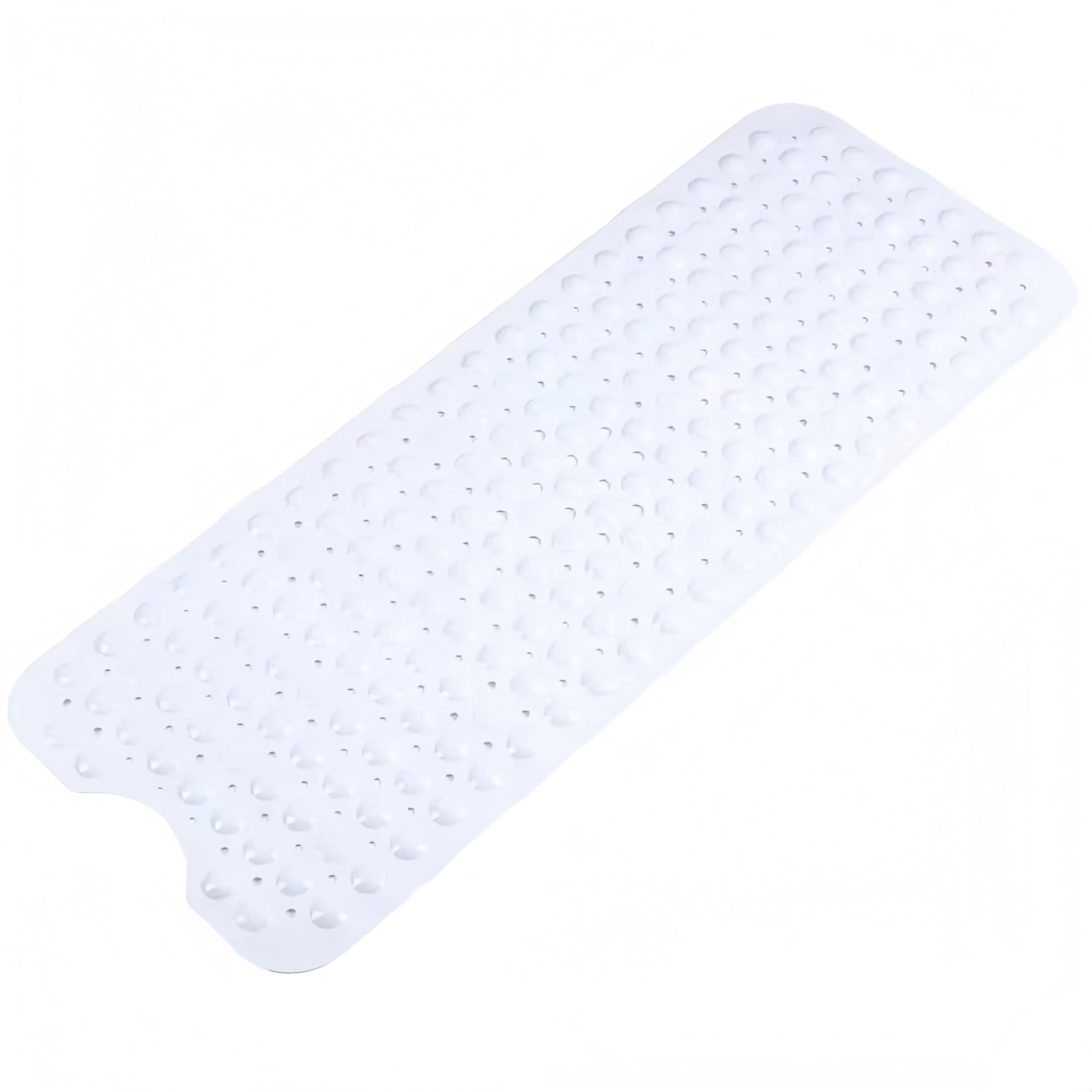 AWinEur White Bathtub Mat | Extra Long Environmental TPR Rubber Bath Mat Shower Tub Mat with Suction Cups 100cm x 40cm (L x W)