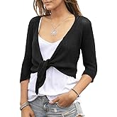 YeMgSiP Women's Tie Front Shrug 3/4 Sleeve Bolero Sheer Knotted Lightweight Cardigan Sweaters Short Shawl Tops