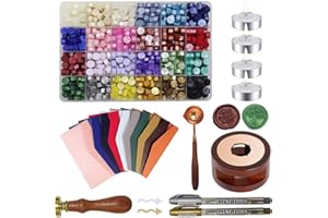 Jaragar Wax Seal Stamp Kit, All-in-one DIY Wax Seal Set Include 24 Colors Wax Seal Beads Wax Warmer Wax Stamp and Metallic Pe