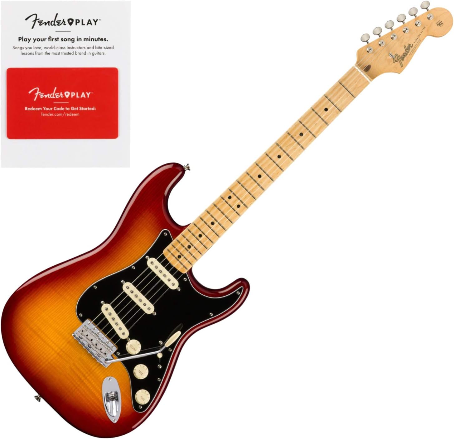 Fender 0176502873 Rarities Flame Ash Top Stratocaster, Birdseye Maple Neck, Plas