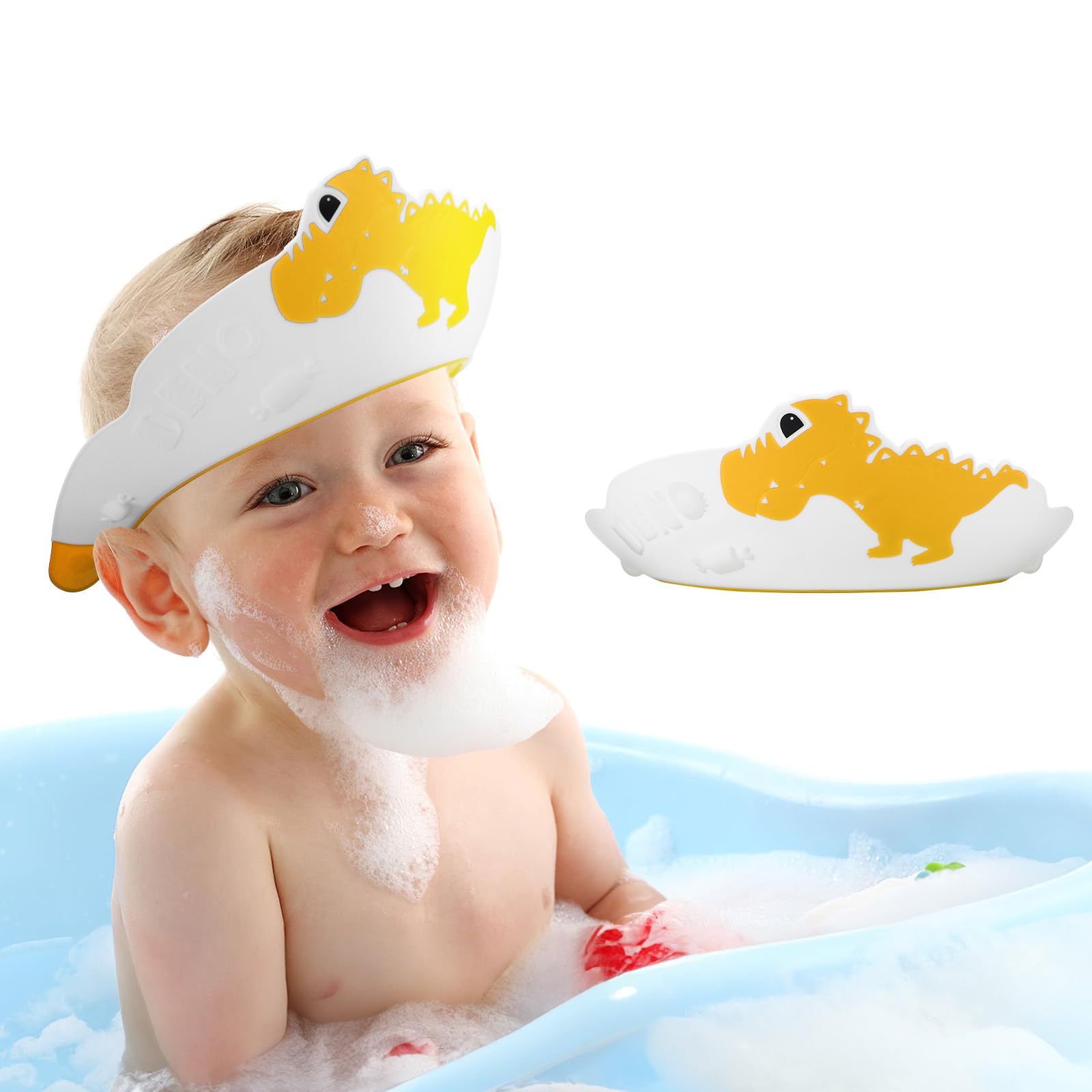 Baby Shower Cap Shield, Shower Cap for Kids, Kids Shampoo Shower Bath Cap Adjustable Hair Washing Shampoo Shield Baby Visor for Eyes and Ears Protector