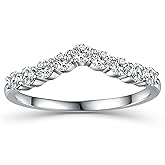 GSLAOZ Moissanite Wedding Band for Women, 0.54 ct D Color VVS1 Sterling Silver Rings Half Eternity Moissanite Stackable Engagement Ring Anniversary