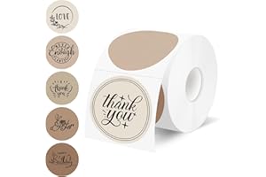 Starziwen 500 Labels/Roll 2" Round Gradient Brown Thermal Labels, Self-Adhesive Circle Thermal Sticker for Logo, Coffee Shop,
