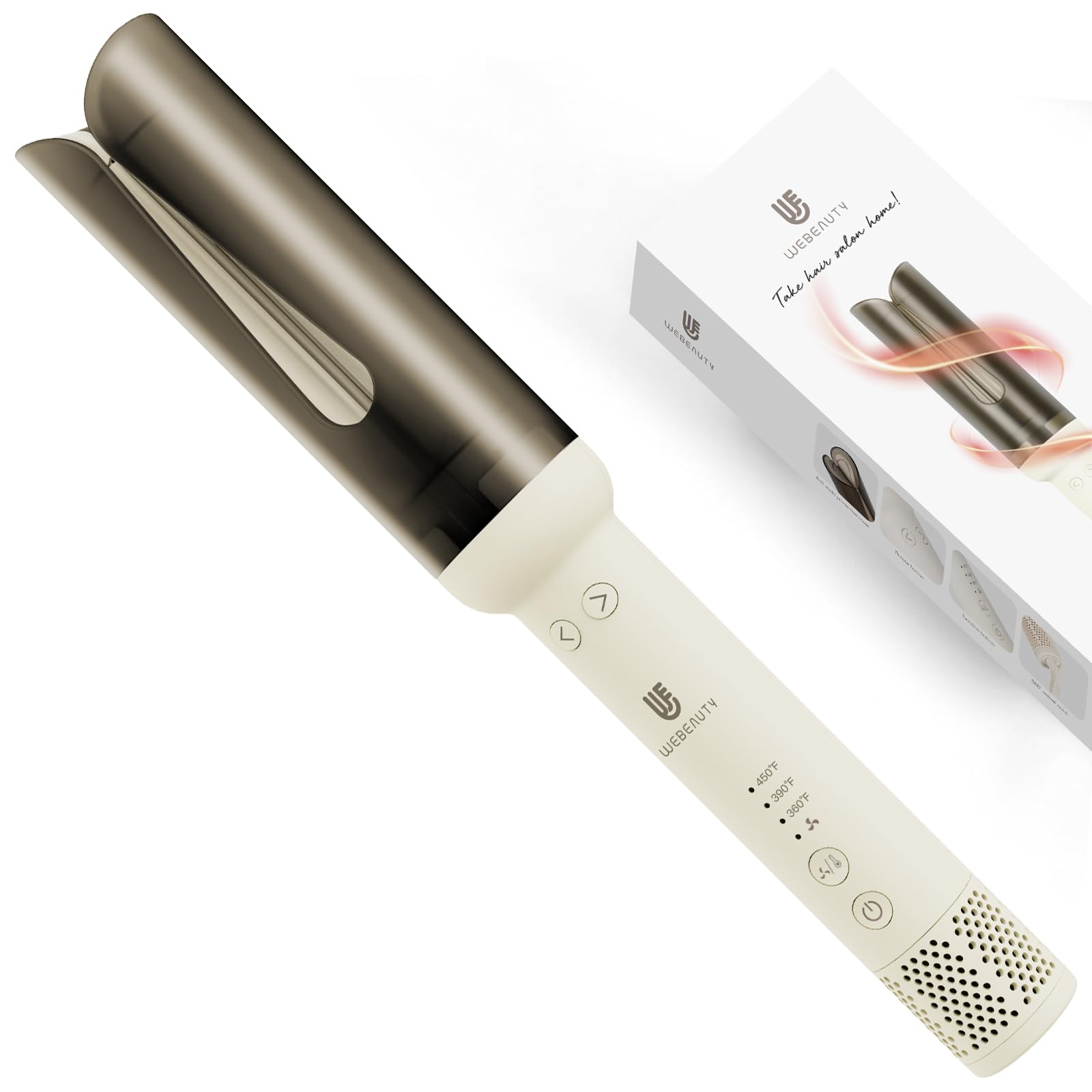 Photo 1 of Rotating Curling Iron Hair Curler: Anti-Scald Automatic Curling Wand 1.25 Inch Adjustable 3 Gears Heating Temperatures Fast Heating Hot Tools Auto Shut-Off for Hair Styling Curls Waver (White)