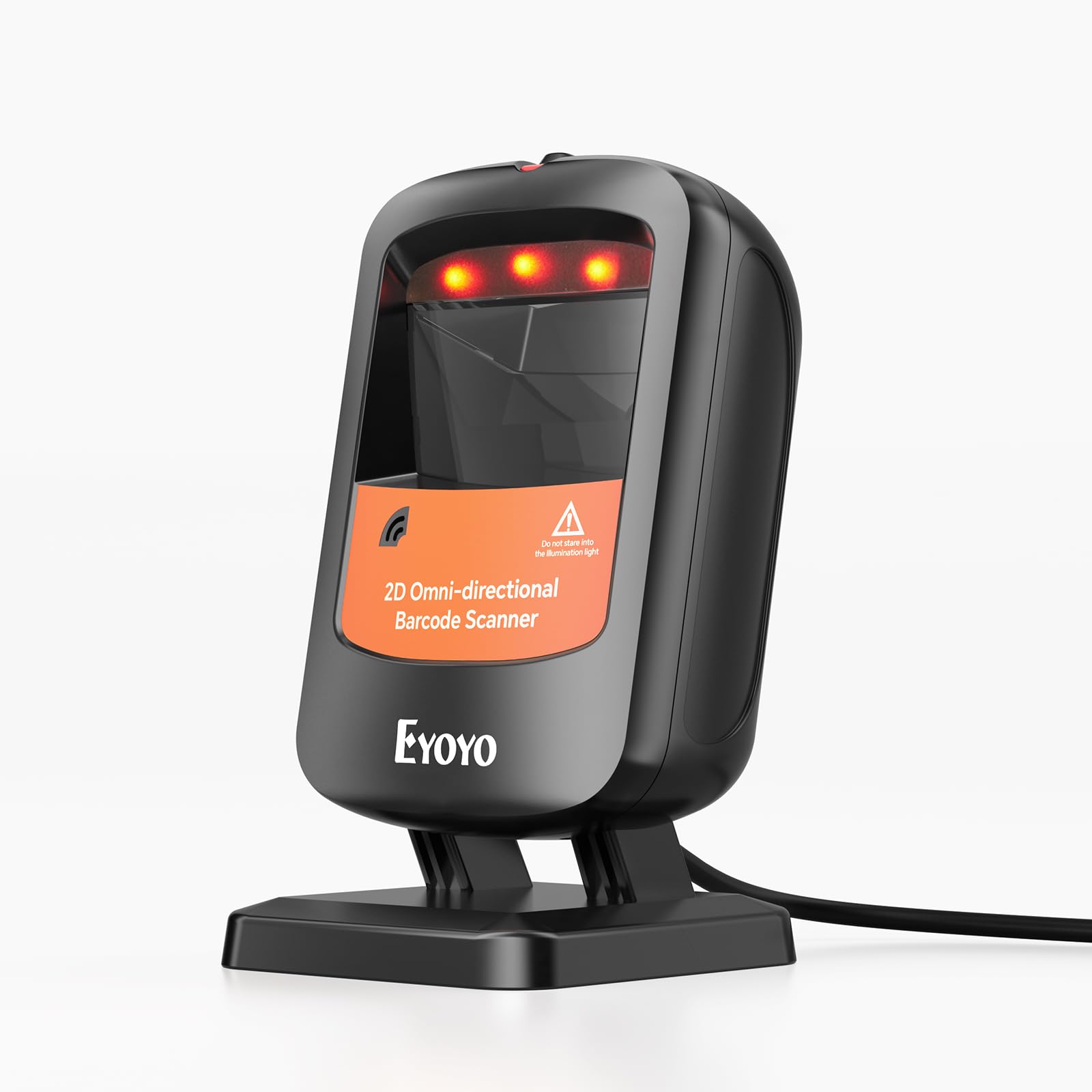 2D USB Desktop Barcode Scanner: Eyoyo Handsfree Automatic Omnidirectional Wired QR Code Scanner Reader - Scanning Postal & Screen Bar Codes for Library Book Retail Store Business Computers POS System