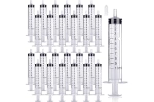 THINKPRICE 25 Packs 10ml Plastic Syringe, Luer Slip Tip with Cover Cap, Syringes for Liquid Jello Shots, Measuring, Watering, Refilling, Feeding