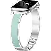 Newlibery Silver Slim Watch Bands for Women Compatible with Apple Watch 38mm 40mm 41mm 42mm (S10/11) Jewelry Dressy Bracelet Metal Strap Adjustable for iWatch Series 11/10/9/8/7/6/5/4/SE 3/2/1
