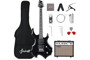 Fojill FCGK-50 Cool Shape Electric Guitar Kit Set Beginner Starter Combo Package Bundle 20W Amplifier Amp Accessory Padded gig Bag,Picks, Cable,Strap,Extra Strings