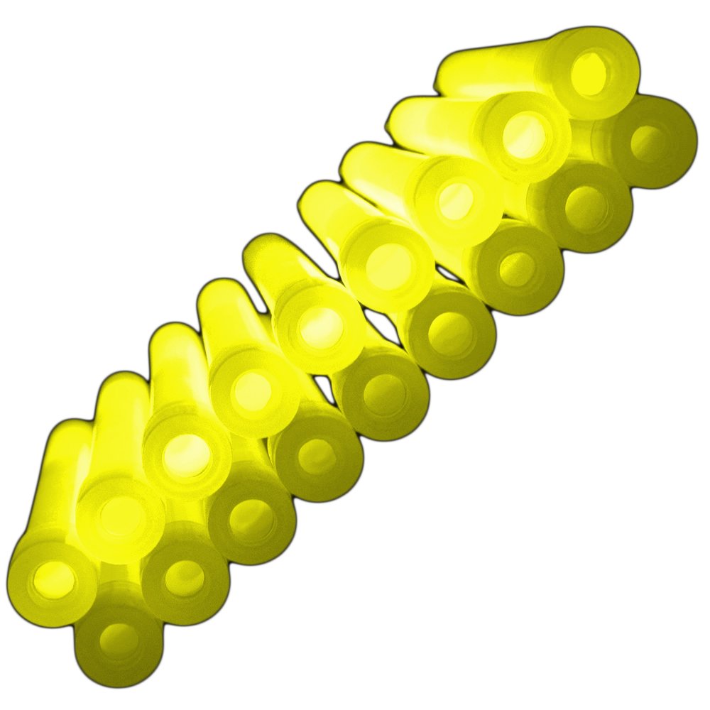 The Glowhouse Premium 6 inch Glow Stick pack of 25 Individually Wrapped with Lanyards (Yellow)