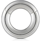 FINE4U Large Gauge Hinged Hoop 6G 8G 10G 10mm 12mm 14mm 16mm - ASTM F136 Titanium Clicker for Septum, Lobe Stretching, Hypoallergenic Nickel Free Body Piercing Jewelry
