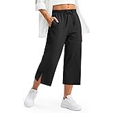Libin Lightweight Wide Leg Capri Pants for Women High Waisted Quick Dry Casual Travel Pants Loose with Pockets Walking
