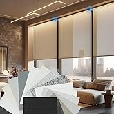 Blindify Motorized Light Filtering Shades, Work with Homekit Thread, Alexa Google Home, 60% Blackout Shades Translucent, Cordless Window Blinds with Remote Fabric Sample, Multi-Color